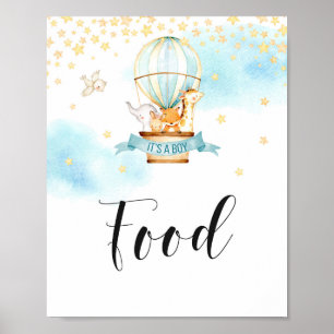 Poster Chá de fraldas comida de animais com balão de ar