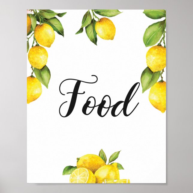 Poster Chá de fraldas Comida de limões de citrinos de Ver (Frente)