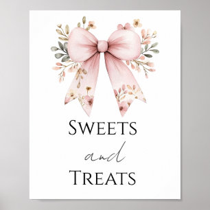 Poster Chá de fraldas cor-de-rosa doce e sinal de festa d