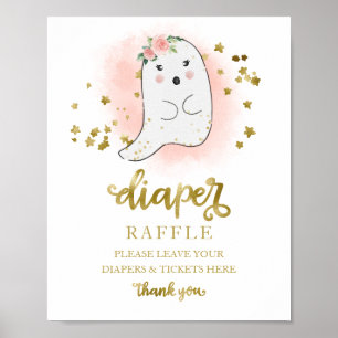 Poster Chá de fraldas Cor-de-rosa Fralda Dourada Sinal de