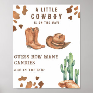 Poster Chá de fraldas Cowboy Adivinha quantas canetas