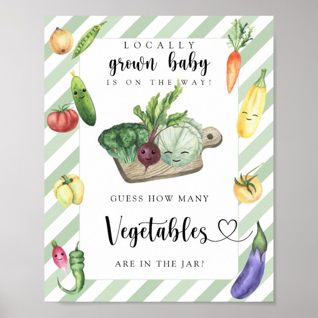 Poster chá de fraldas cultivado localmente - quantos vege (Frente)