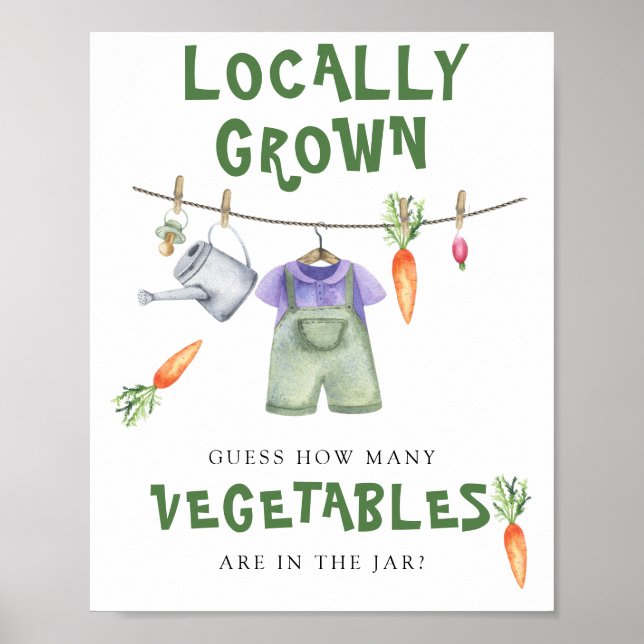 Poster chá de fraldas cultivado localmente - quantos vege (Frente)