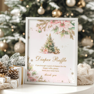 Poster Chá de fraldas da árvore de Natal cor-de-rosa-fral