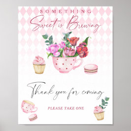 Poster Chá de fraldas da festa do chá - Obrigado por vir