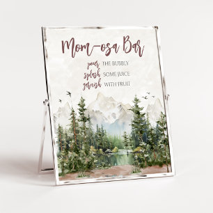 Poster Chá de fraldas da Montanha Woodland Mãe Bar Osa