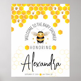 Poster Chá de fraldas de abelhas Barato neutro de boas-vi