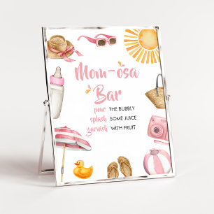 Poster Chá de fraldas de abertura rosa  mãe Osa Bar