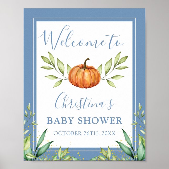 Poster Chá de fraldas de Abóbora Azul de Autumn Dusty (Frente)