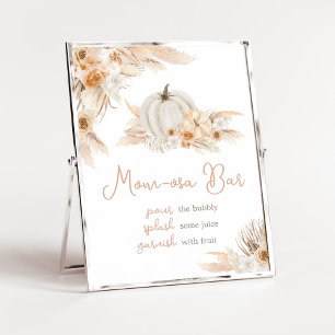 Poster Chá de fraldas de Abóbora Neutro de Boho Mãe Bar O