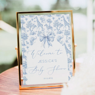 Poster Chá de fraldas de animais Toile de Jouy Safari Bem