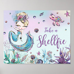 Poster Chá de fraldas de Aniversário da Sereia Bonita T