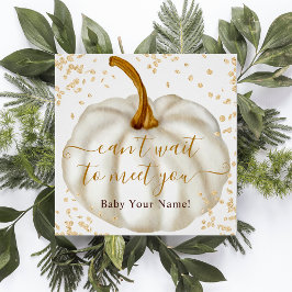 Póster Chá de fraldas de aquarela de abóbora de ouro-chic