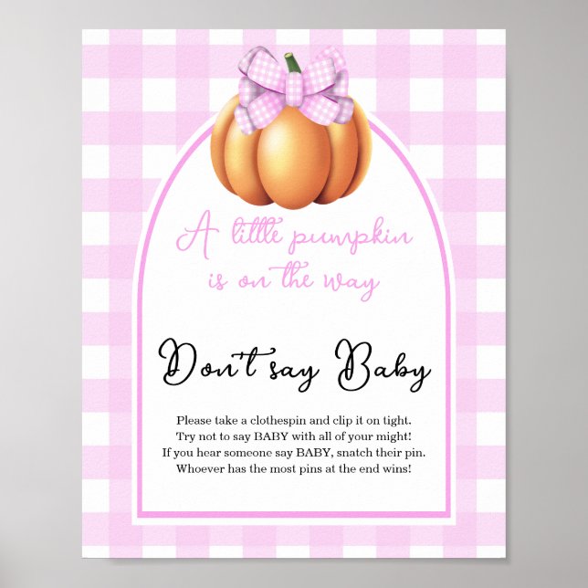 Poster Chá de fraldas de arco de abóbora Não diga bebê (Frente)