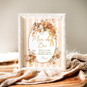 Poster Chá de fraldas de Arco Floral de Abóbora Bar Mãe-o