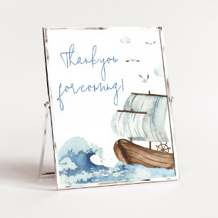Poster Chá de fraldas de barco náutico Obrigado por vir