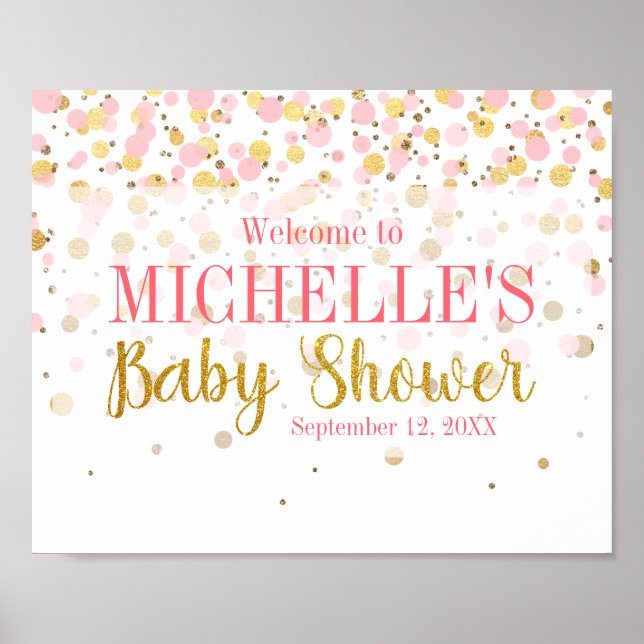 Poster Chá de fraldas de Boas-vindas da Confetti Glitter  (Frente)