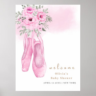 Poster Chá de fraldas de boas-vindas da Elegante Rosa Bal