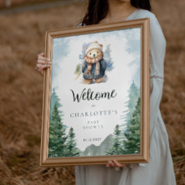 Poster Chá de fraldas de boas-vindas da Floresta de inver