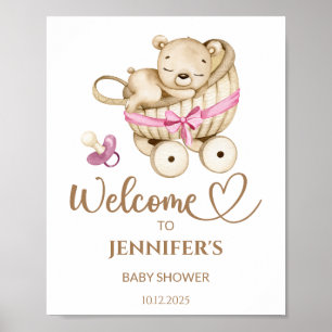 Poster Chá de fraldas de boas-vindas da menina do Urso de