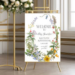Poster Chá de fraldas de Boas-vindas Floral de Vidraça Se<br><div class="desc">Prepare-se para um chá de fraldas, mas você pode mudar todas as informações do evento para se adequar à sua própria ocasião. Flores silvestres elegantes, leves e leitosas com folha verde-folhagem, libélula, borboleta e abelha são combinadas com uma letra de Art Nouveau, estilo Art Nouveau, emparelhada com letra caligráfica escrita...</div>
