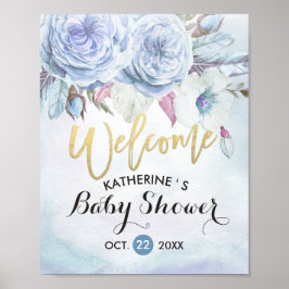 Poster Chá de fraldas de boas-vindas Watercolor Boho Flow