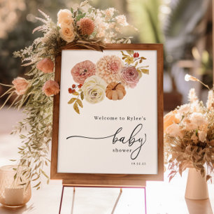 Poster Chá de fraldas de Boho Autumn Pumpkin Girl