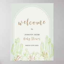 Poster Chá de fraldas de Boho Cactus Line Art Arch