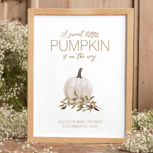 Poster Chá de fraldas de Boho Pumpkin Russo Branco Bem-vi