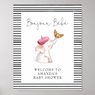Poster Chá de fraldas de Bojour Bebe French Elephant Welc