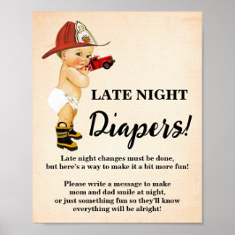 Poster Chá de fraldas de Bombeiros de Jogo de Fraldas Not