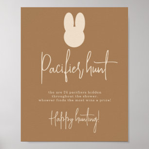 Poster Chá de fraldas de caça simples Bunny Pacifier