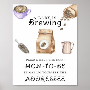 Poster Chá de fraldas de café - Ajude a futura mãe ocupad
