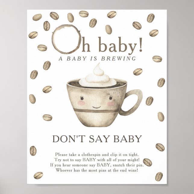 Poster Chá de fraldas de café de animação - Não diga Post (Frente)