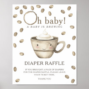 Poster Chá de fraldas de café - fralda de rifa