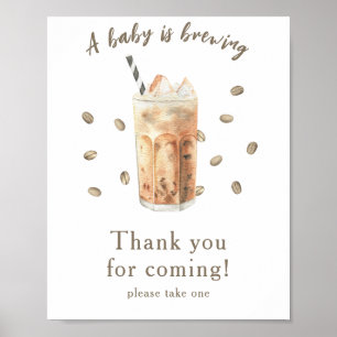 Poster Chá de fraldas de café gelado Obrigado por vir