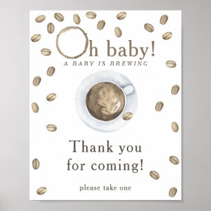 Poster Chá de fraldas de café Obrigado por vir