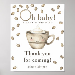 Poster Chá de fraldas de café Obrigado por vir