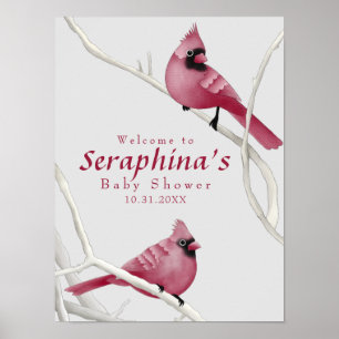 Poster Chá de fraldas de Cardinhos de Aquarela Inverno