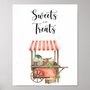Poster Chá de fraldas de carrinho de mercado - doces e do