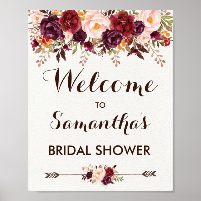 Poster Chá de fraldas de Casamento de Brida Floral Rustic (Frente)