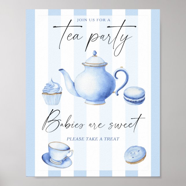 Poster Chá de fraldas de chá Bebês são doces (Frente)