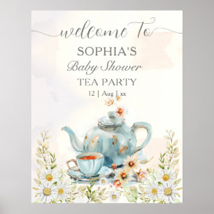 Poster Chá de fraldas de chá de sola de água do Tea Party