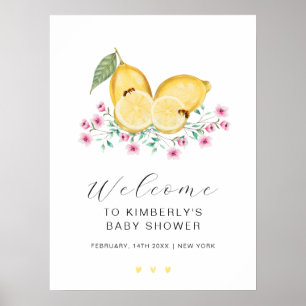 Poster Chá de fraldas de Citros de Limão Cutie Cute bem-v