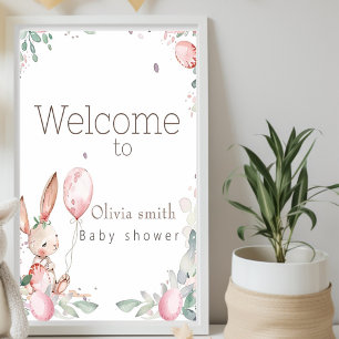 Poster chá de fraldas de coelhinho floral doce