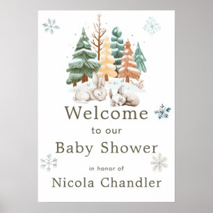 Poster Chá de fraldas de coelhos de inverno