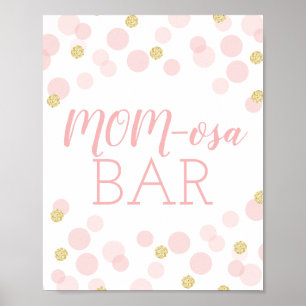Poster Chá de fraldas de Confetti Dourado rosa Mimosa Bar