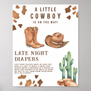 Poster Chá de fraldas de cowboy Jogada noturna tardia do