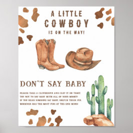 Poster Chá de fraldas de cowboy Não diga amor