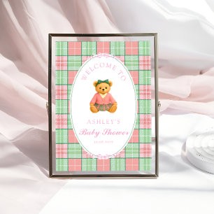 Poster Chá de fraldas de Deddy Bear Preppy Girl bem-vindo